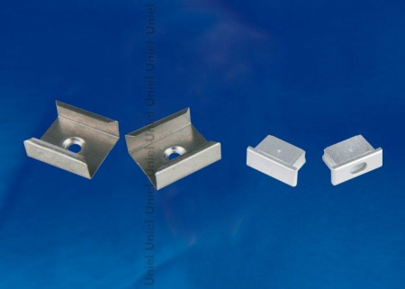 UFE-N02 SILVER A POLYBAG Набор аксессуаров для алюминиевого профиля. Крепежные скобы (4 шт., сталь)