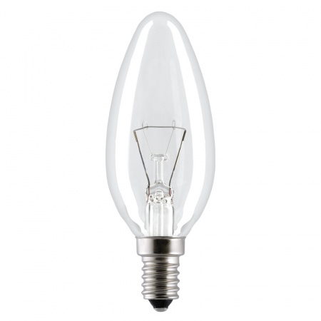 Лампа ДС 60W E14 (уп.100шт.) свеча прозрачная, цветная гофра (Калашниково)